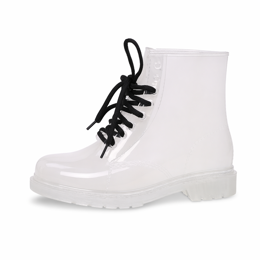 Kawaii Ombre Block Heeled Rain Booties in Candy Colors White