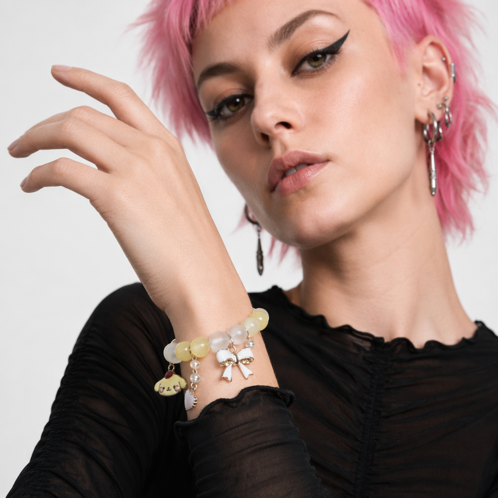Kawaii Beaded Bracelets Inspired by Sanrio Characters Pom Pom Purin