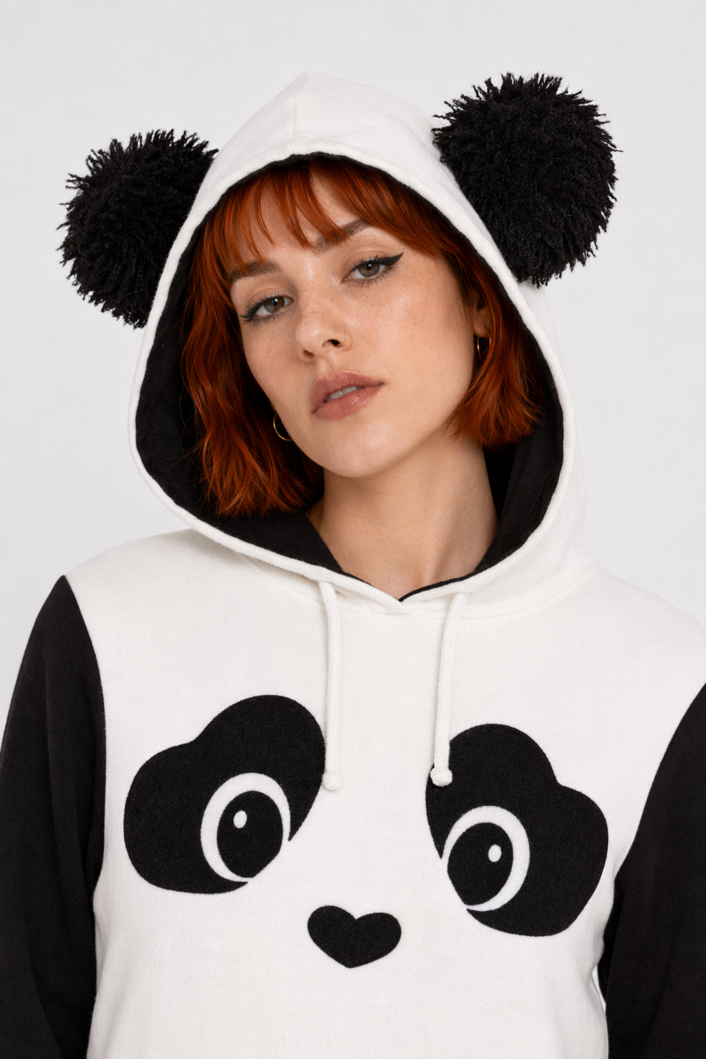 Cute Panda Bear Inspired Hoodie with Fuzzy Ears and Warm Sleeves XL