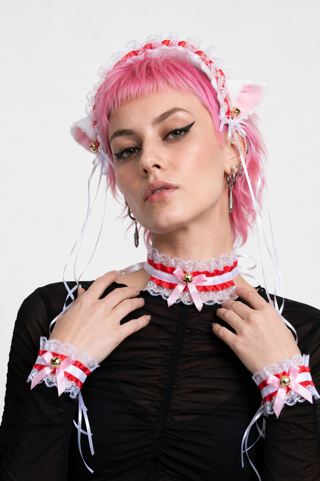 Neko Kitty Cat Complete Set with Headband, Collar, and Bracelets 3