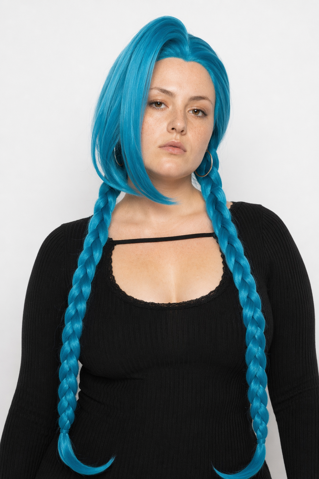 Arcane League of Legends Jinx Cosplay Blue Braid Wig 120cm long Jinx