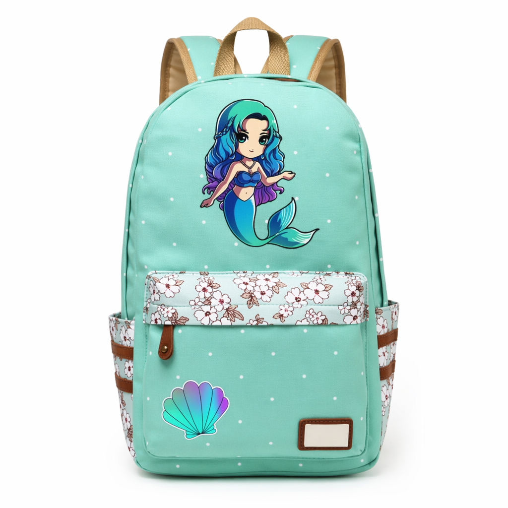 Kawaii Mermaid and Sea Creature Backpacks in Fun Designs Green 1