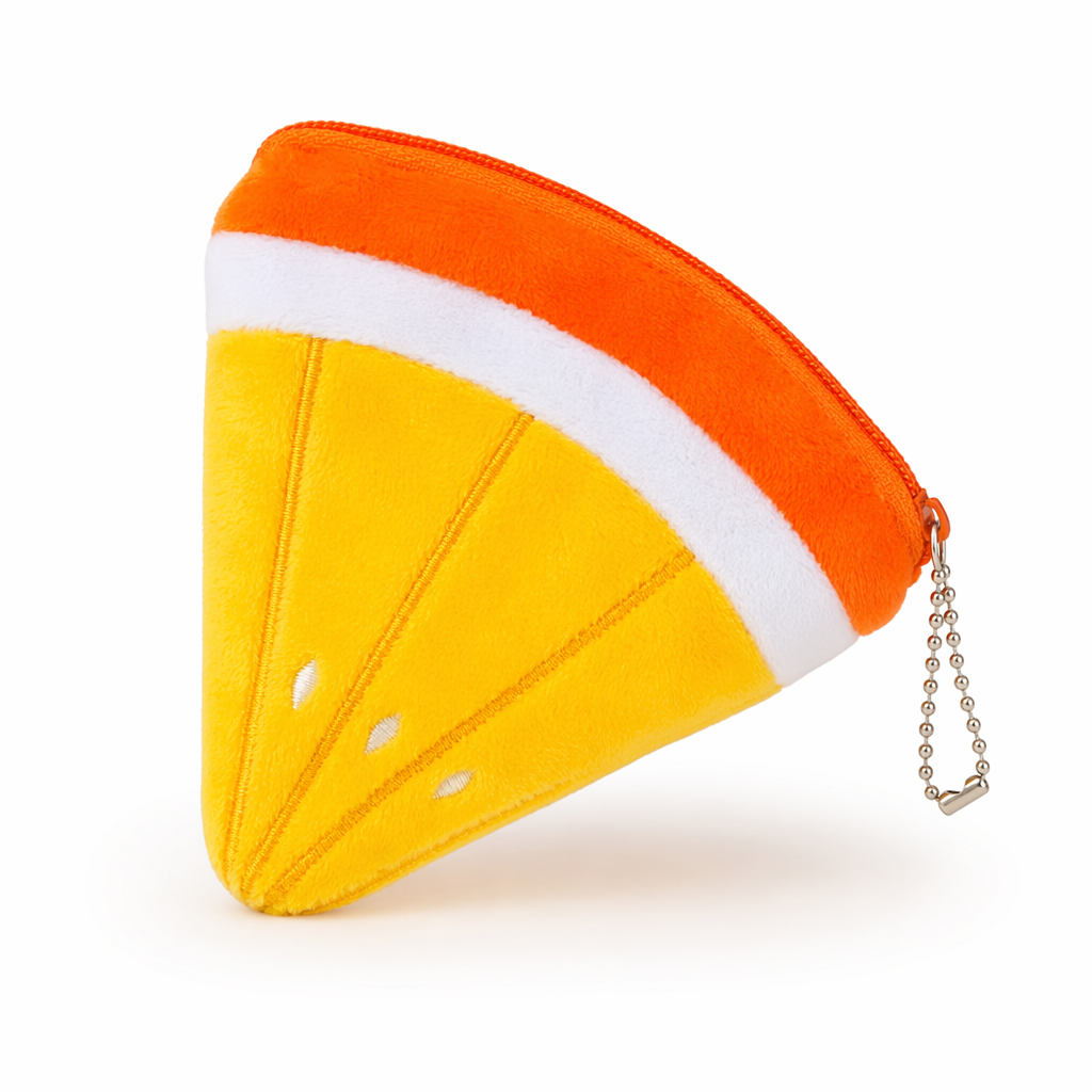 Tropical Fruit Coin Bags with Embroidery and Secure Zipper Orange Slice
