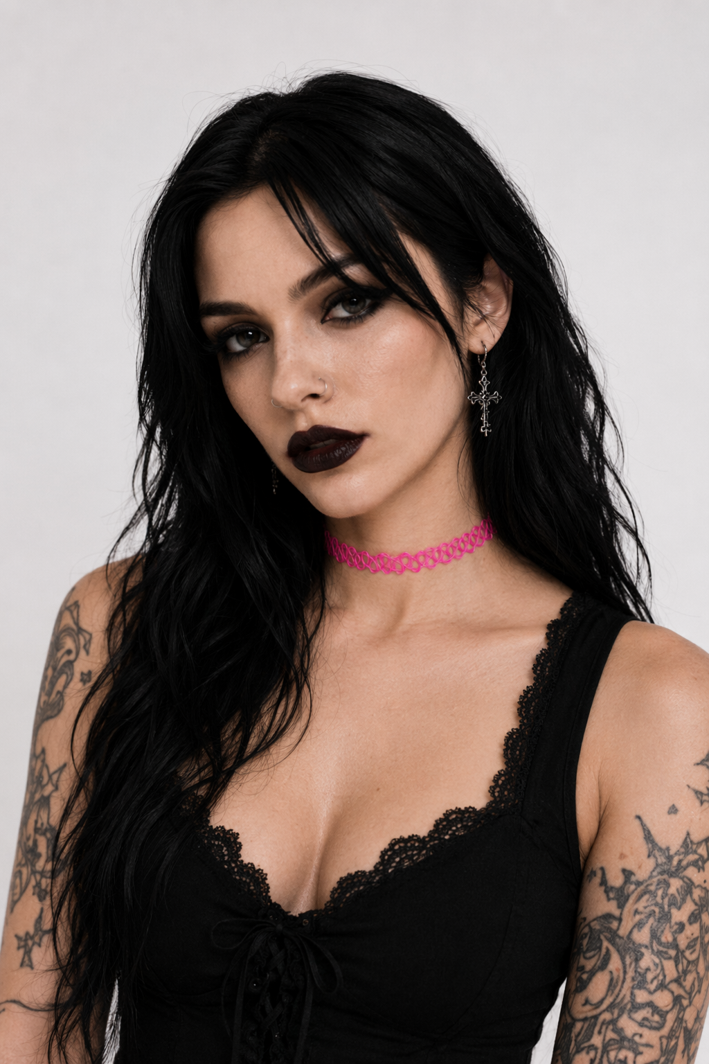 Classic 90s Inspired Choker Necklace in Various Colors Rose