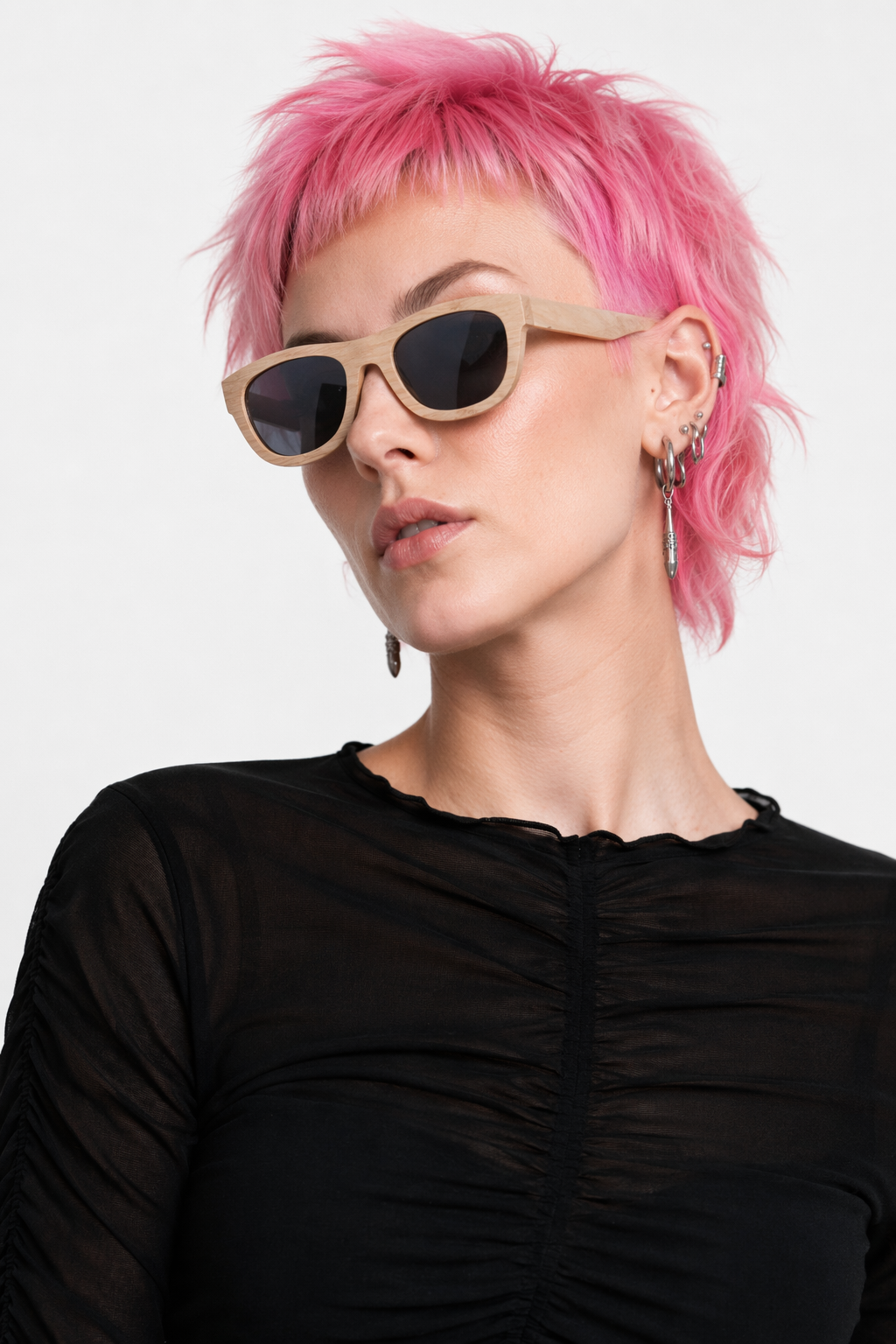 Chic Bamboo Wood Sunglasses for Style and UV Protection Grey with case