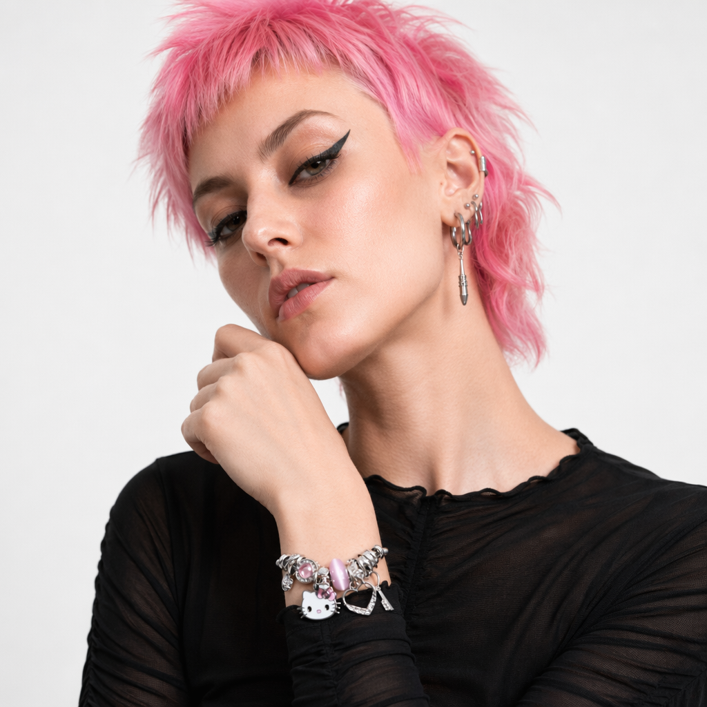 Kawaii Beaded Bracelets Inspired by Sanrio Characters Kitty Pink