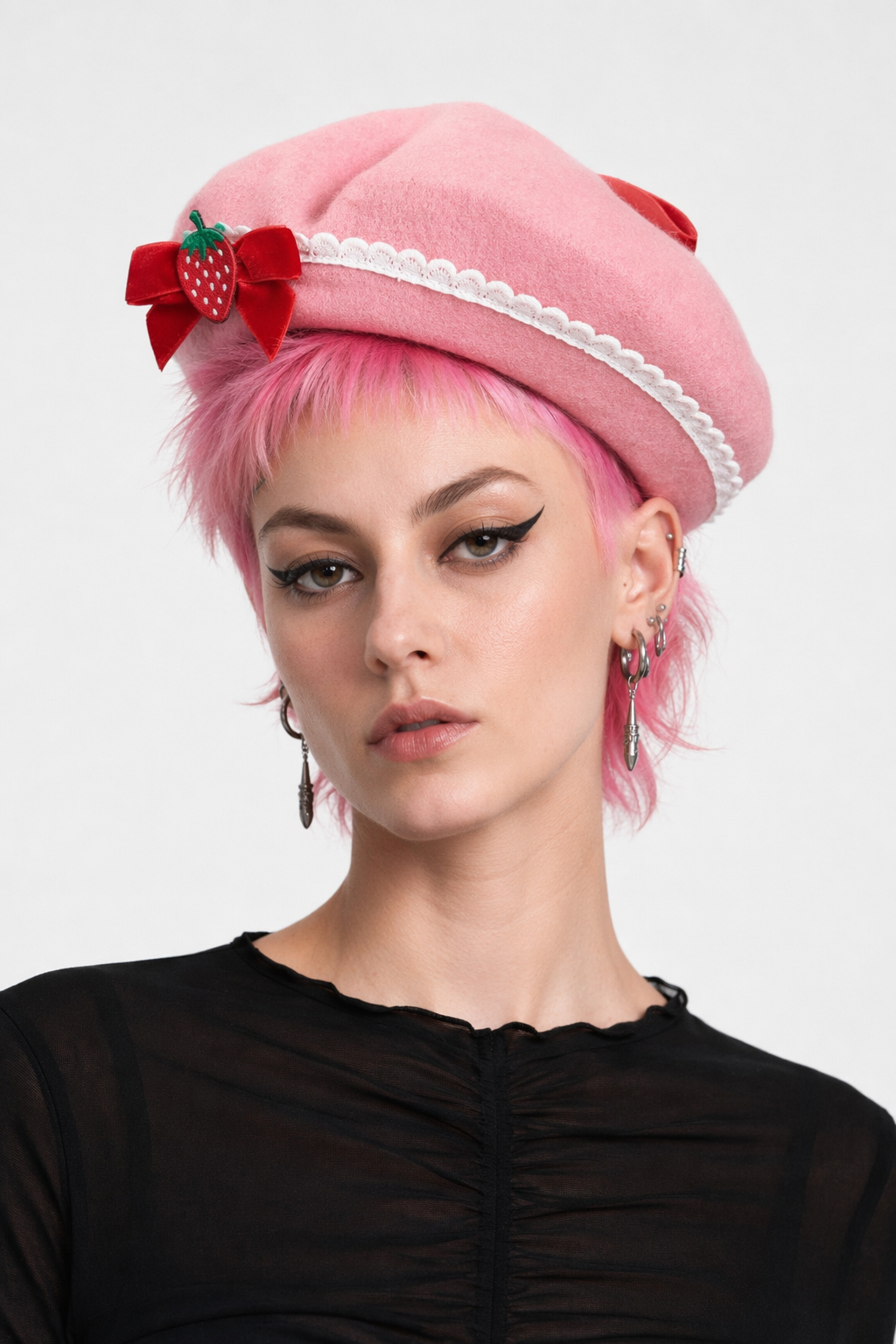 Strawbaby Beret in Strawberry Sweetness for Kawaii Style Enthusiasts Default Title