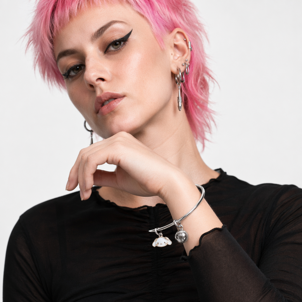 Kawaii Beaded Bracelets Inspired by Sanrio Characters Silver Bangle Cinna