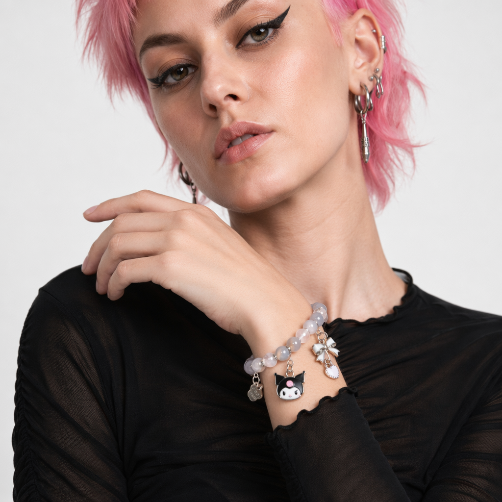 Kawaii Beaded Bracelets Inspired by Sanrio Characters Kuromi