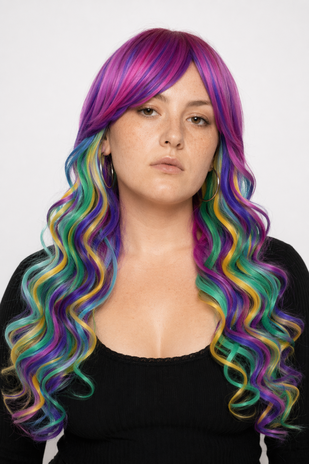 Cotton Candy Wig in Vibrant Colors for Cosplay or Kawaii Styles Rainbow