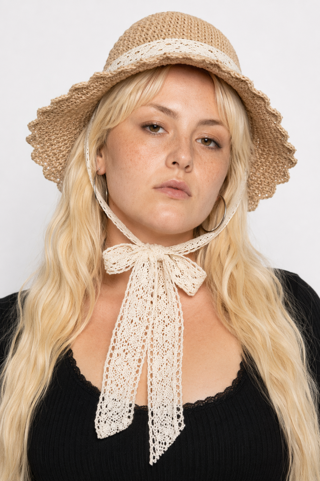 Country Maiden Sun Hat in High-Quality Tweed for Cottagecore Style Beige