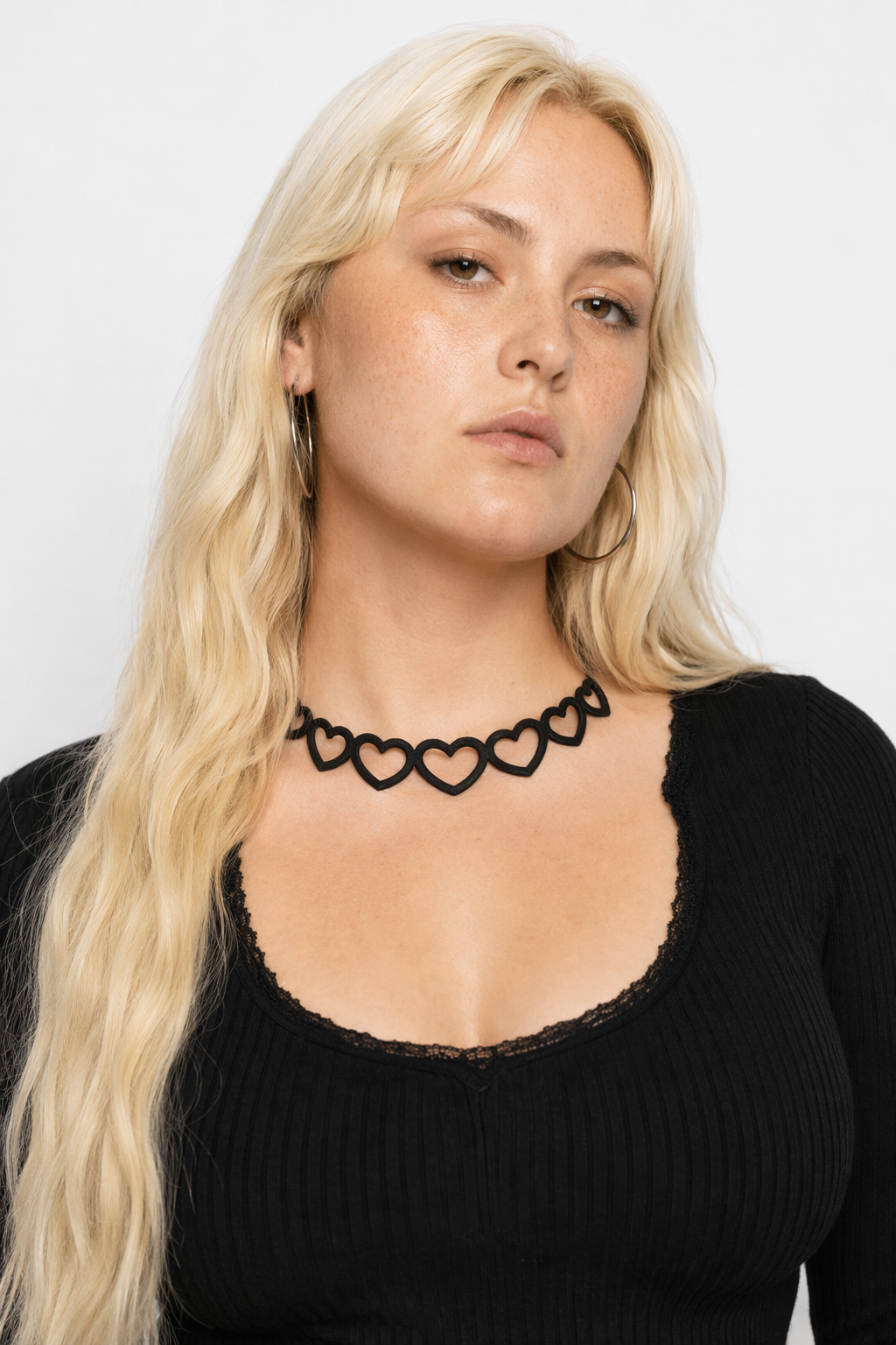 Jet Black Heart Choker Necklace for a Chic Gothic Look Hollow Heart