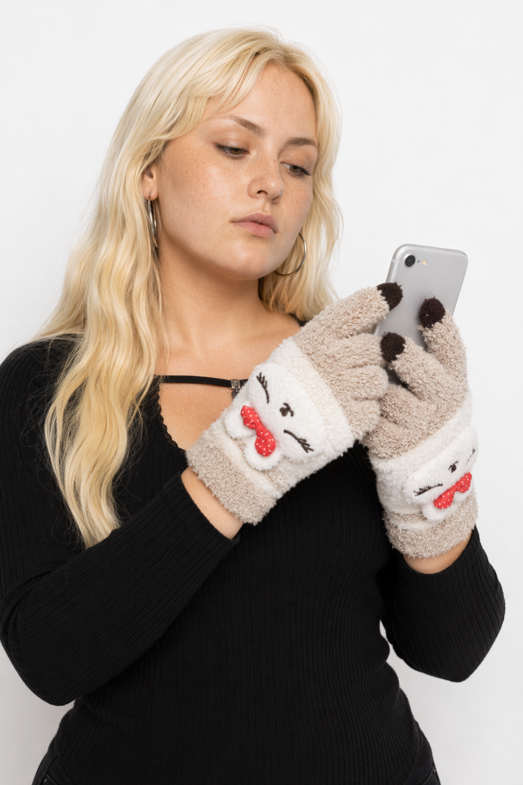 Kawaii Ultra Fuzzy Finger Gloves for Winter Fun Default