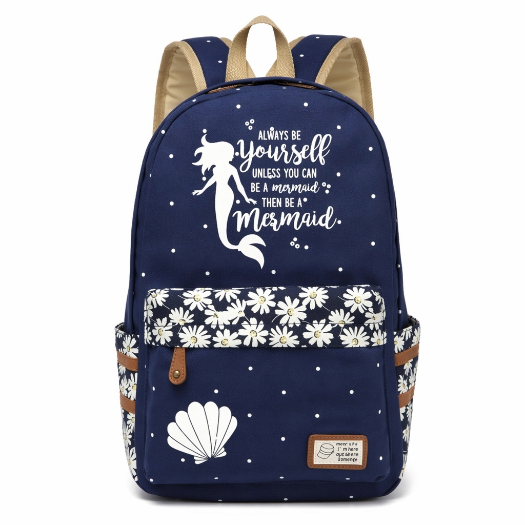 Kawaii Mermaid and Sea Creature Backpacks in Fun Designs Navy Blue 5