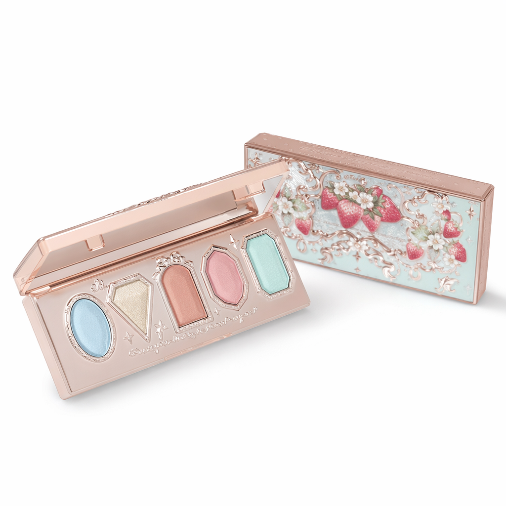 Sparkling Strawberry Eyeshadow Compact Palette 5 Creamy Macaron