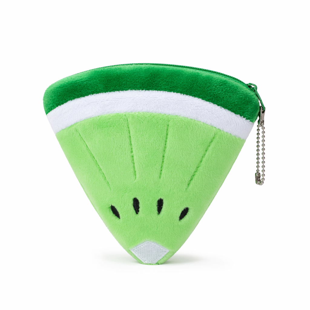 Tropical Fruit Coin Bags with Embroidery and Secure Zipper Kiwi Slice