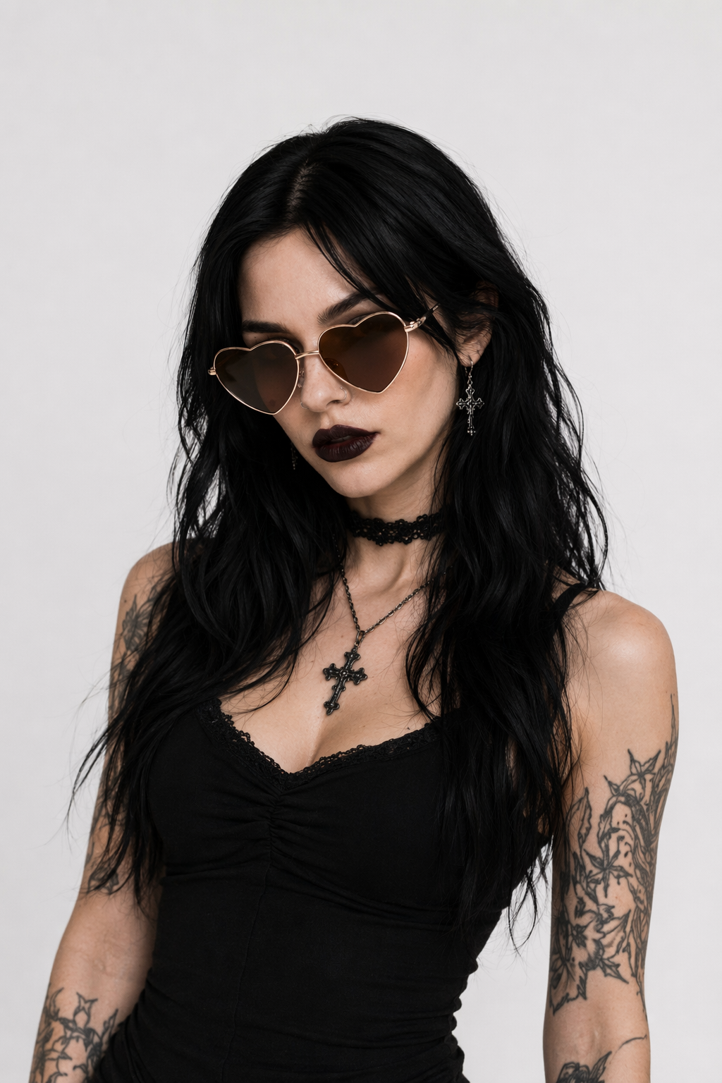 Chic Heart Shaped Aviator Sunglasses in Various Colors Auburn