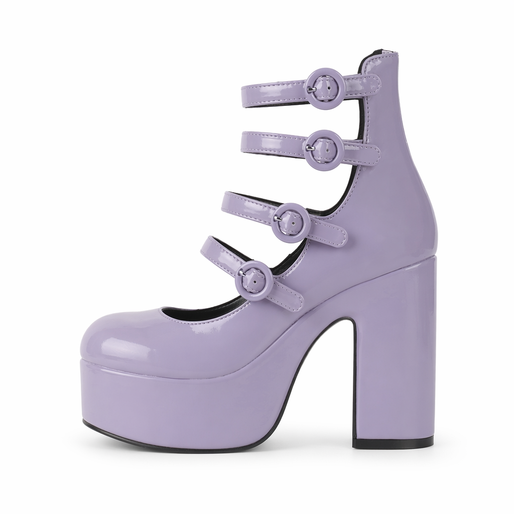 Baddie Babydoll Heels for Kawaii and Lolita Style Enthusiasts Ribbon Purple