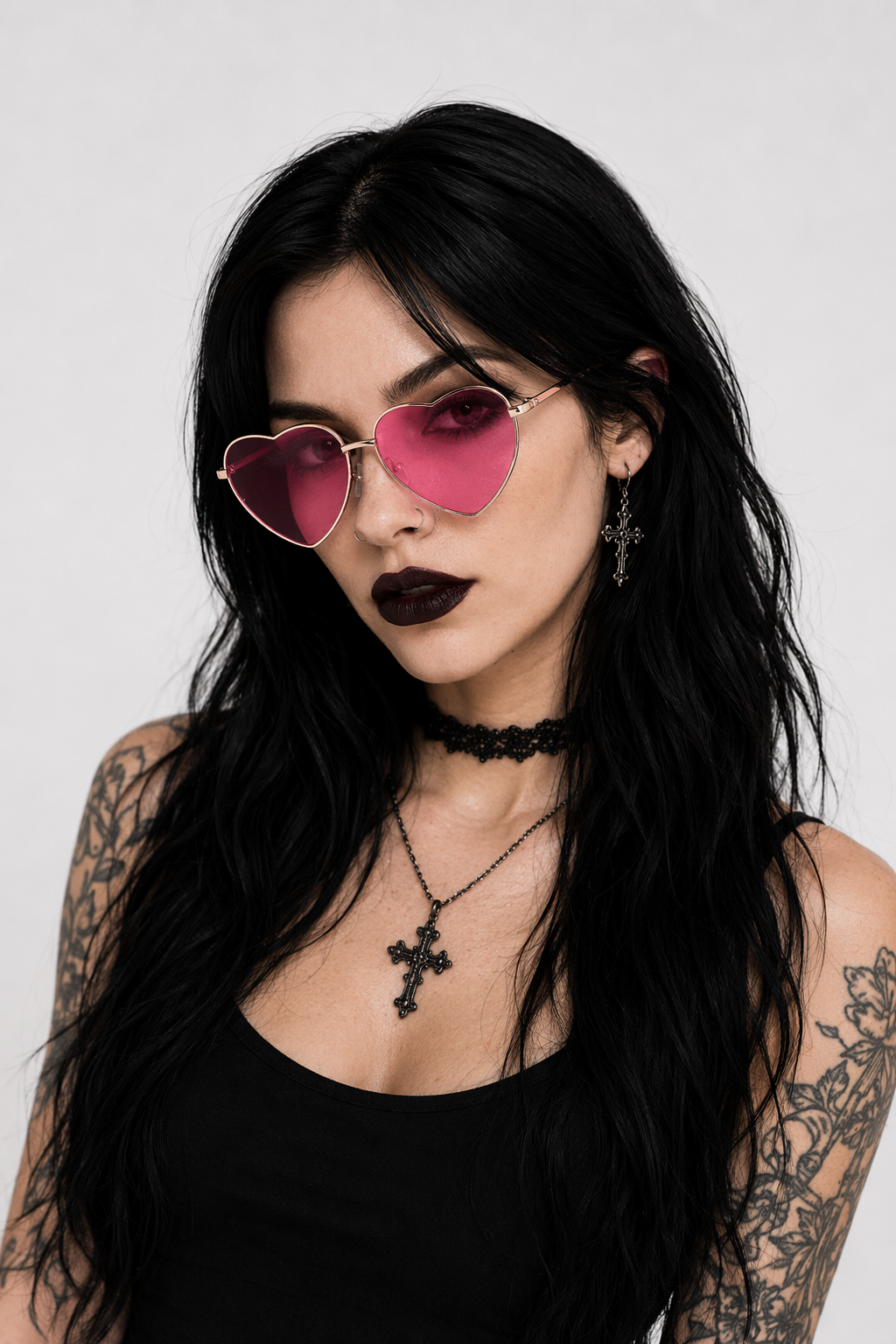 Chic Heart Shaped Aviator Sunglasses in Various Colors Pink