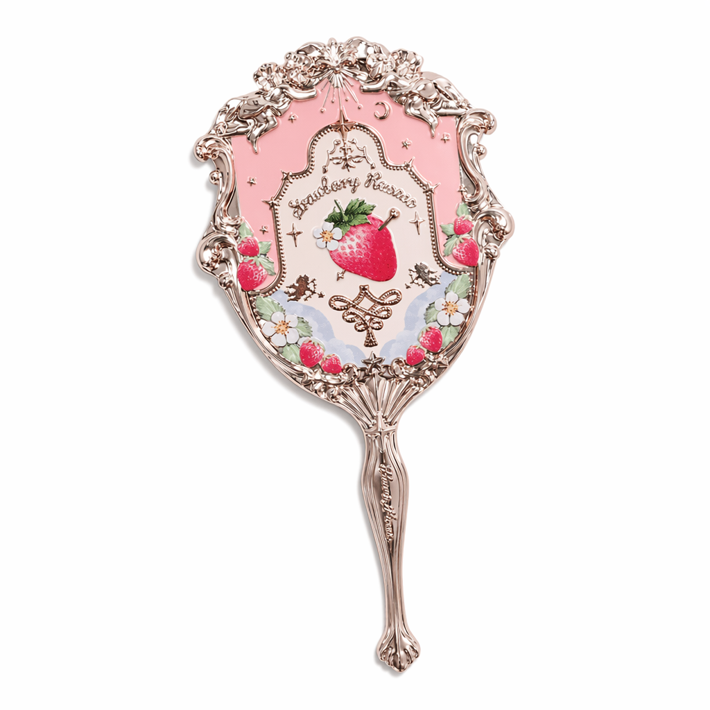 Glittering Strawberry Berry Angelic Makeup Mirror for Vanity Display Pink