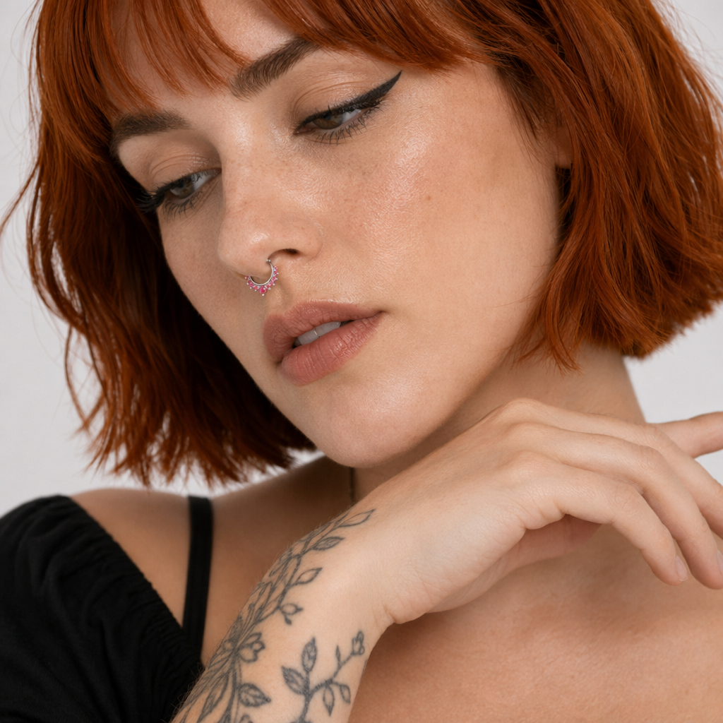 Realistic Septum Nose Rings for a Stylish Piercing Look Pink