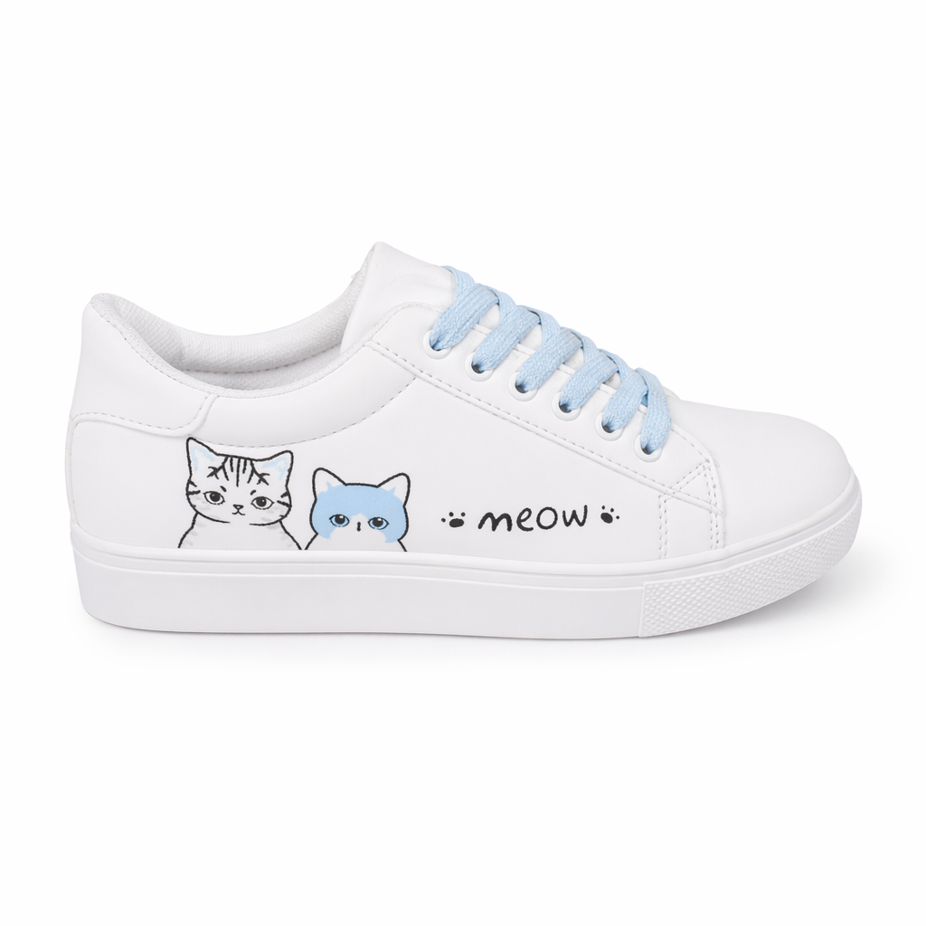Kitten Inspired Tennis Shoes with Anti-Skid Rubber Soles blue cats