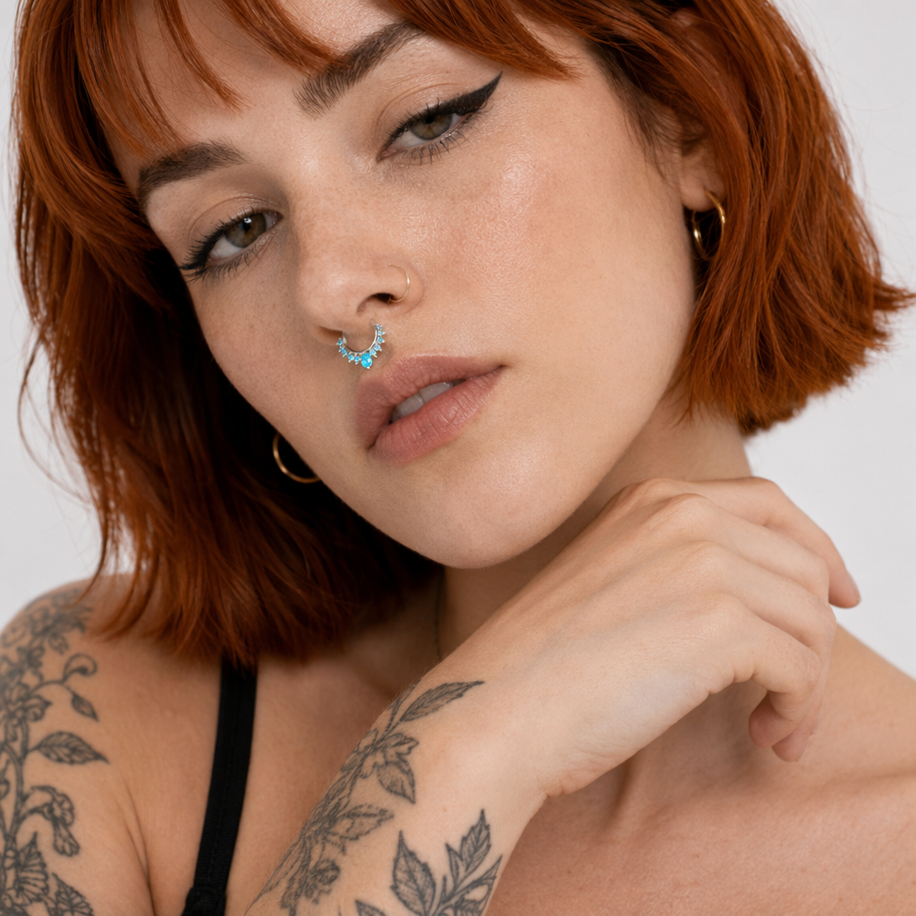 Realistic Septum Nose Rings for a Stylish Piercing Look Aqua