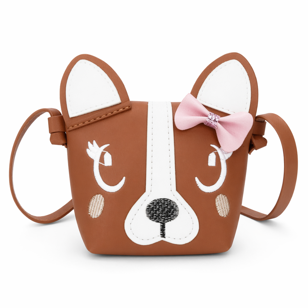 Adorable Vegan Leather Puppy Dog Handbags in Unique Colors Brown