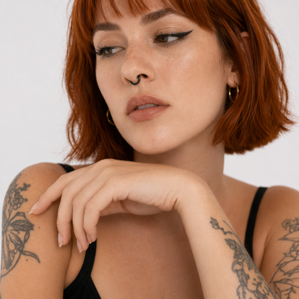 Realistic Septum Nose Rings for a Stylish Piercing Look Plain Black