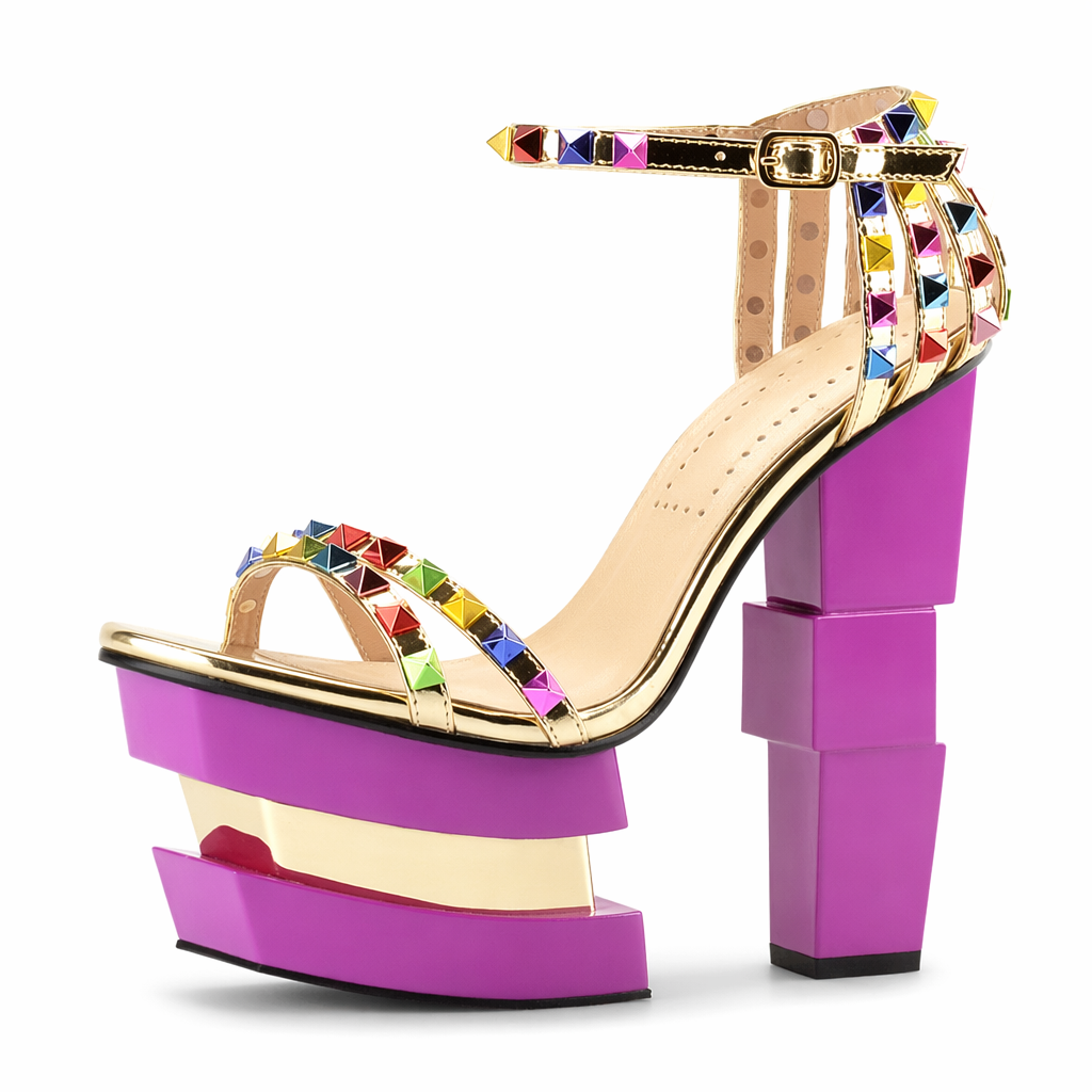 Luxury Geometric Platform Sandals with Jewel Embellishments 11