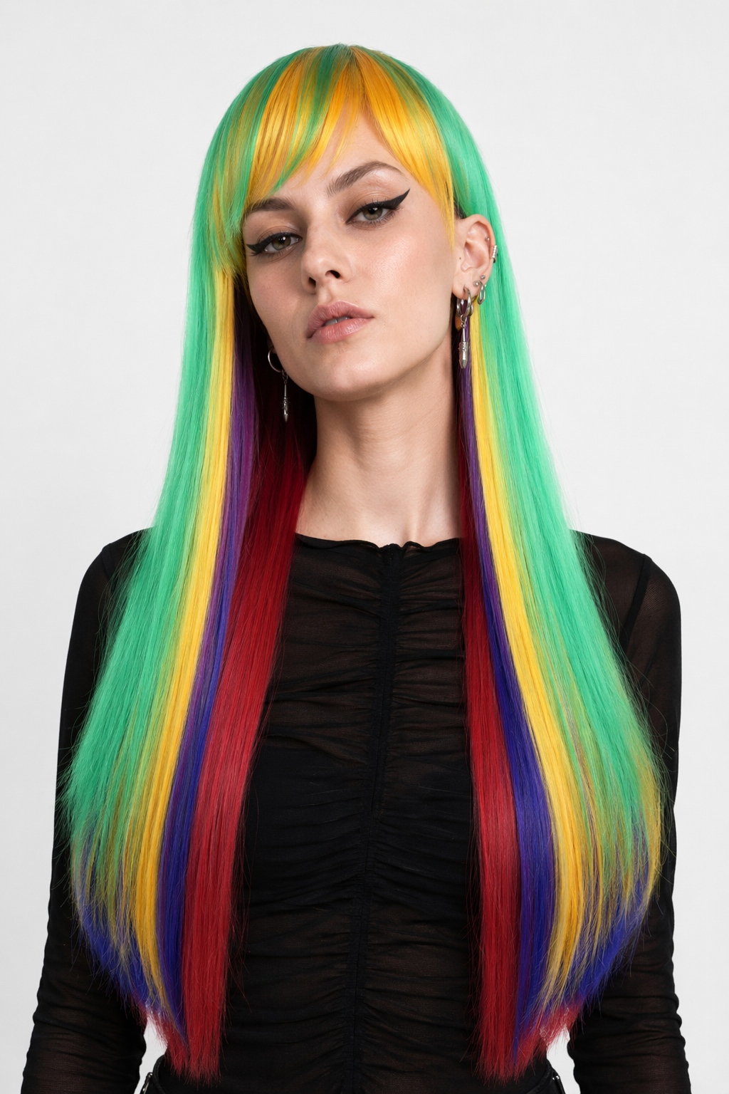 Stunning Long Cosplay Wig with Soft Fringe in Stylish Colors Straight Bright Colors