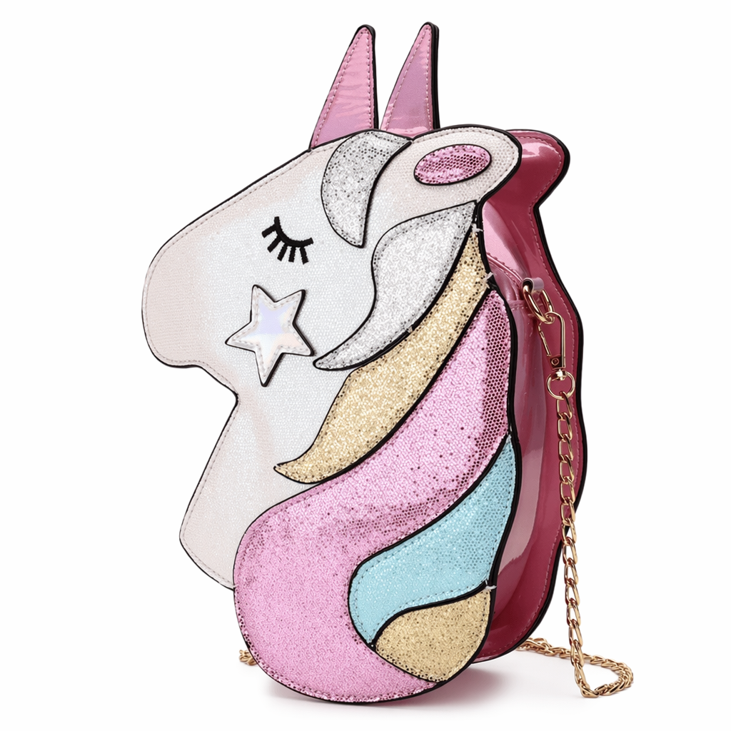 Adorable Magical Unicorn 3D Handbag in Vegan Leather Pink