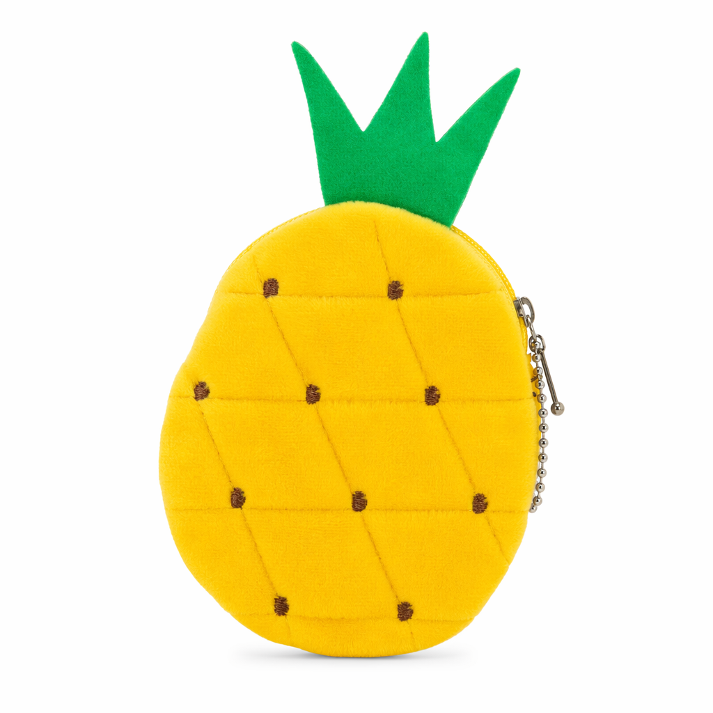 Tropical Fruit Coin Bags with Embroidery and Secure Zipper Pineapple
