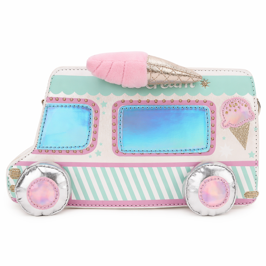 Pastel Ice Cream Truck Handbag with Adjustable Strap and Zipper Closure Default Title