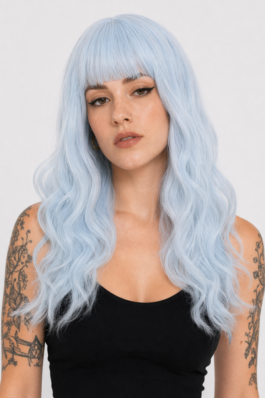 Pastel Blue Long Wavy Lolita Wig with Sweet Fringe Default Title