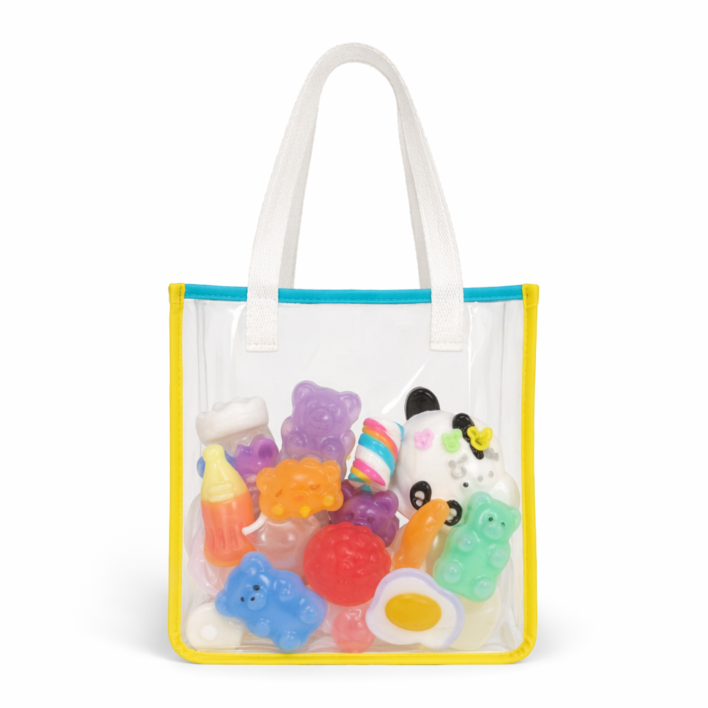 Kawaii Teddy Bear and Gummy Bear Transparent Tote Bag Gummy Bear Bag