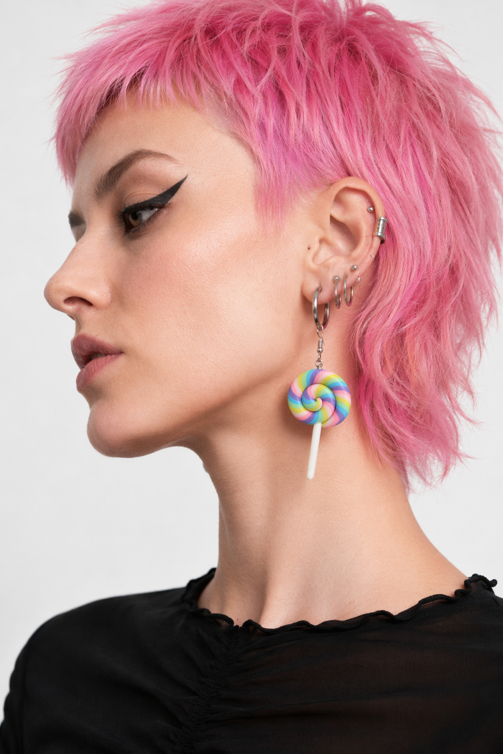 Colorful Polymer Clay Lollipop Rainbow Earrings and Pendant Necklace Rainbow Earrings