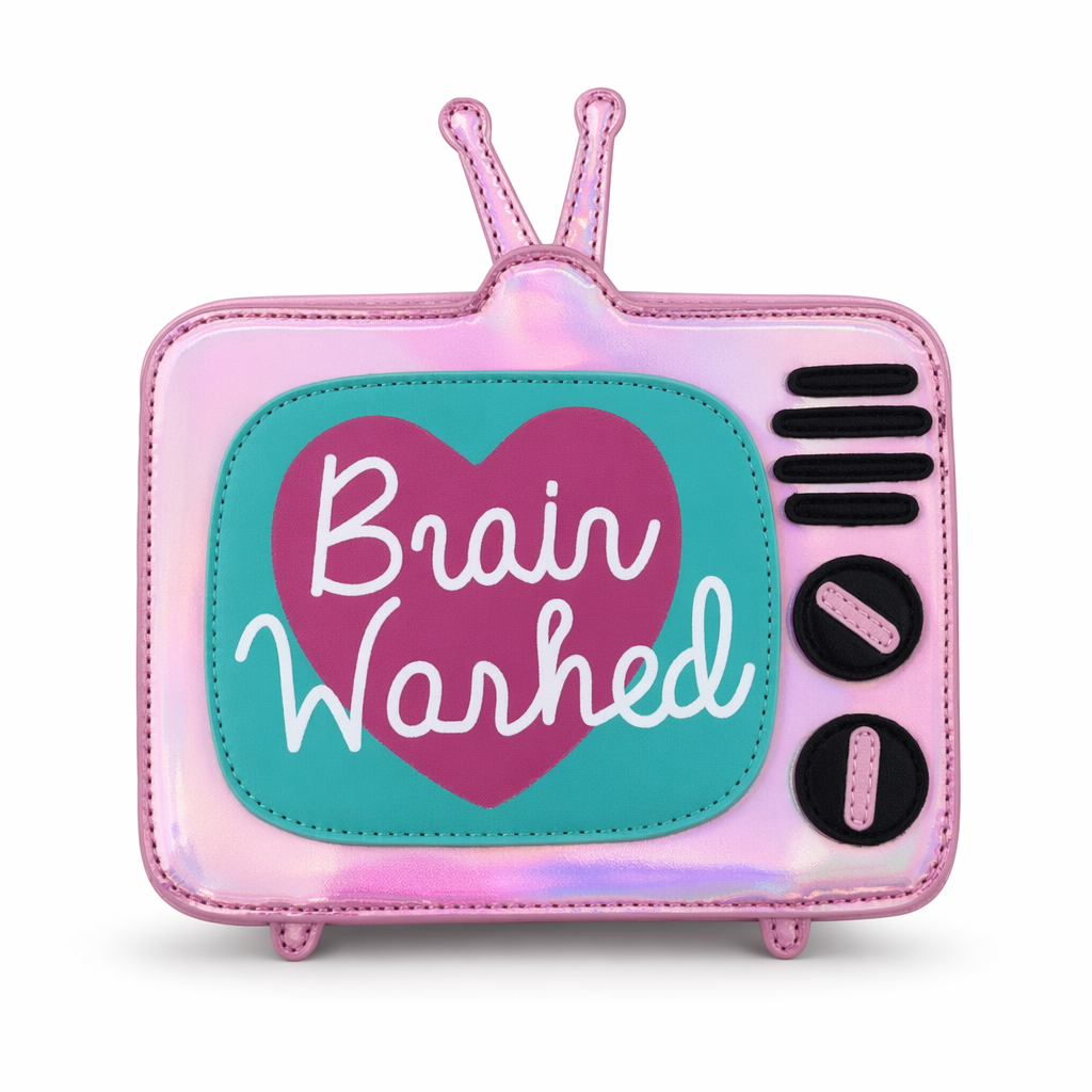 K-Pop Inspired Holographic Vintage Television Shaped Handbag Pink