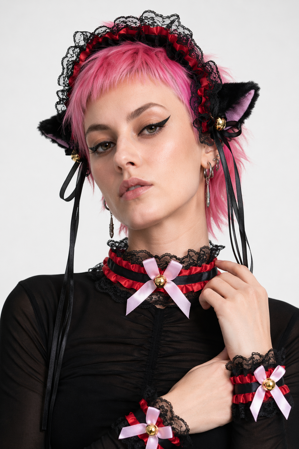 Neko Kitty Cat Complete Set with Headband, Collar, and Bracelets 9