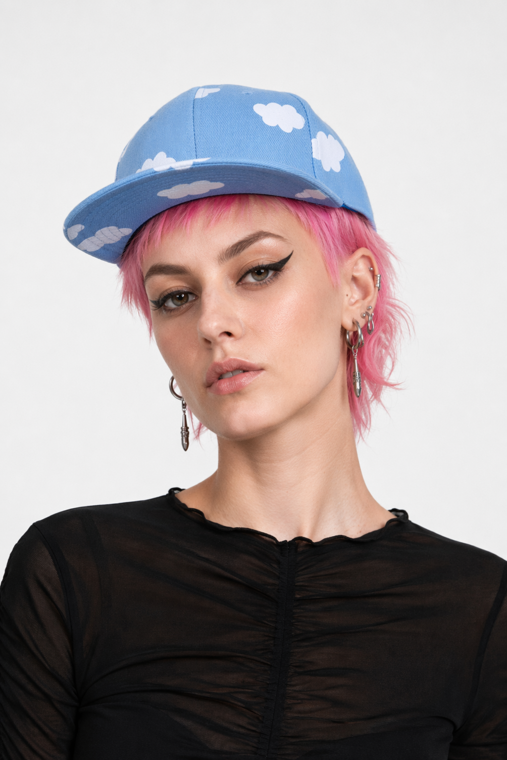 Pastel Cloud Snapback Hat for Cute Kawaii Style Blue