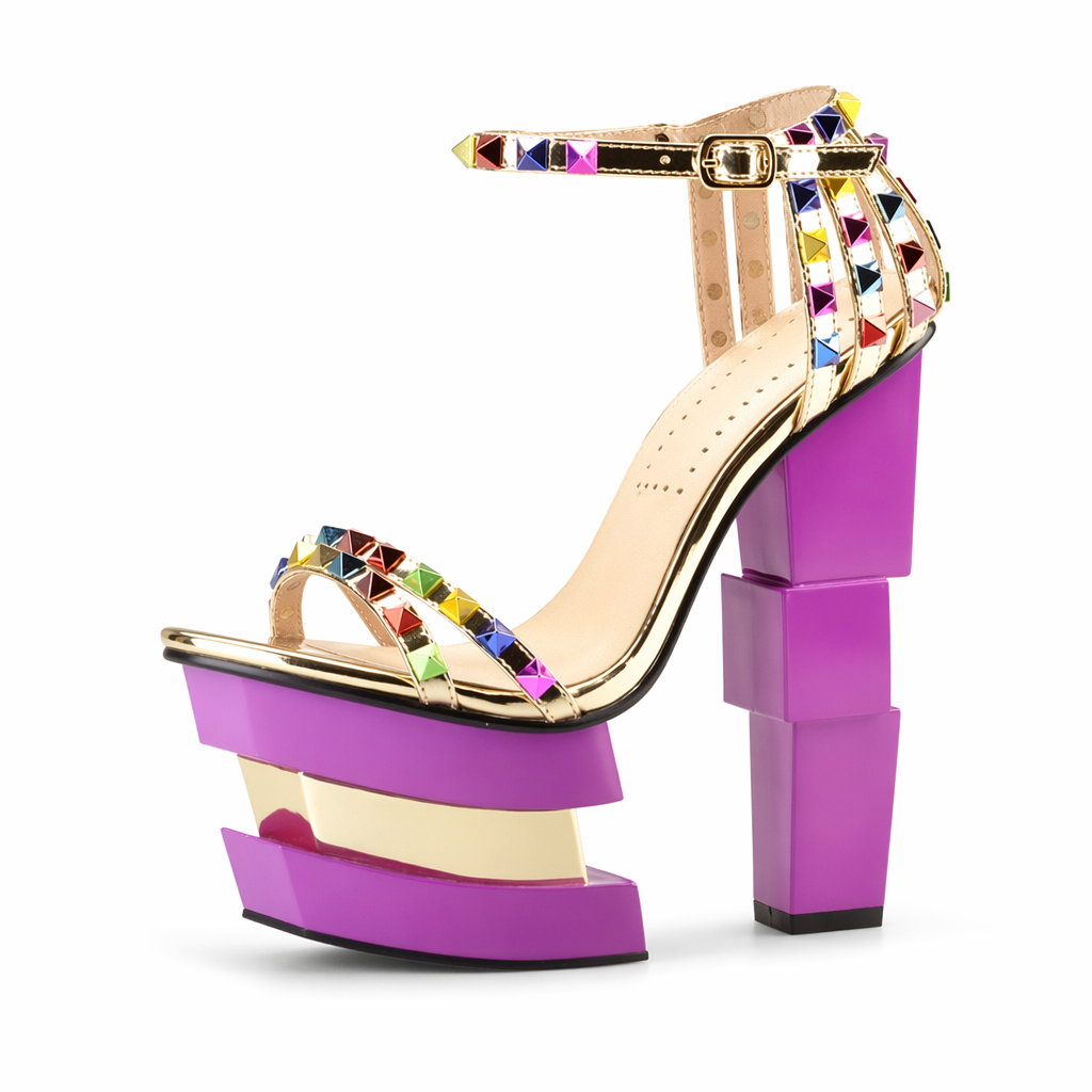 Luxury Geometric Platform Sandals with Jewel Embellishments 9