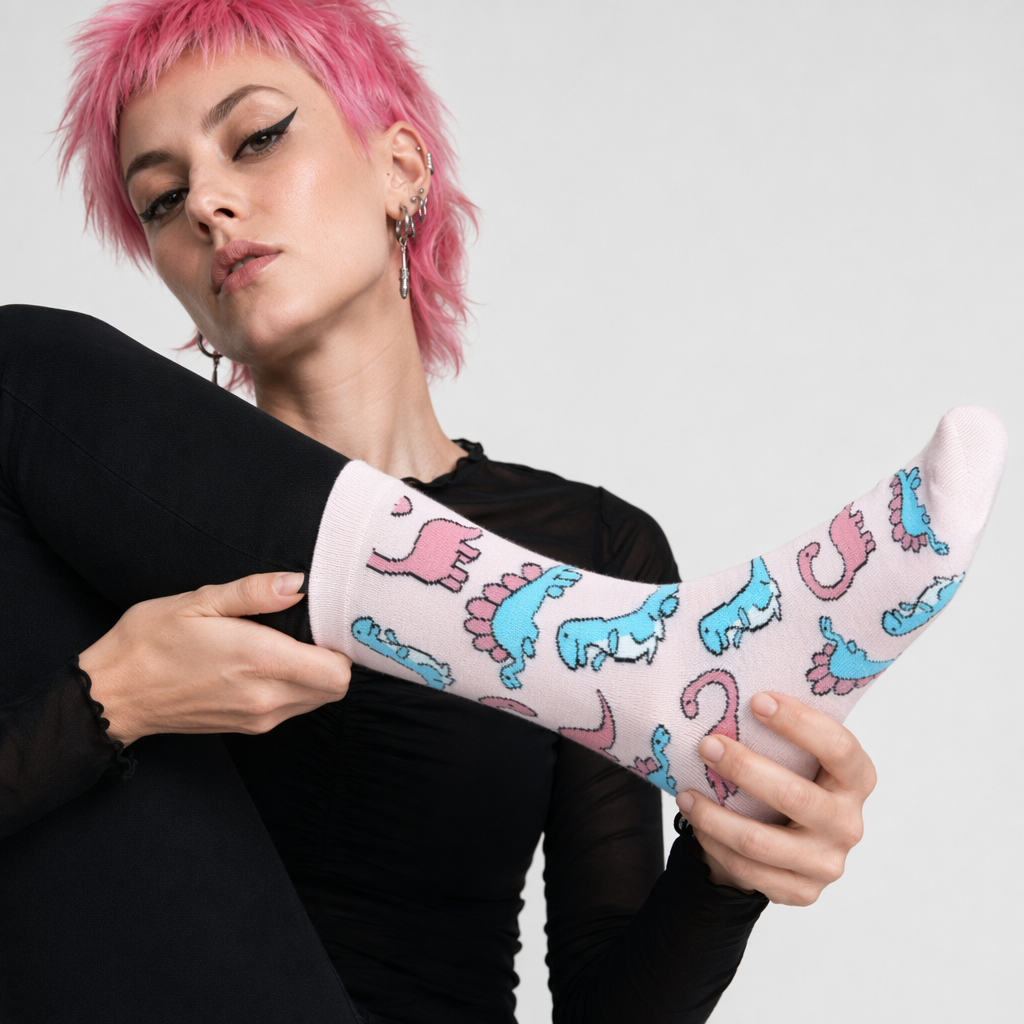 Pastel Dinosaur Socks for a Fun and Cute Fashion Statement Default Title