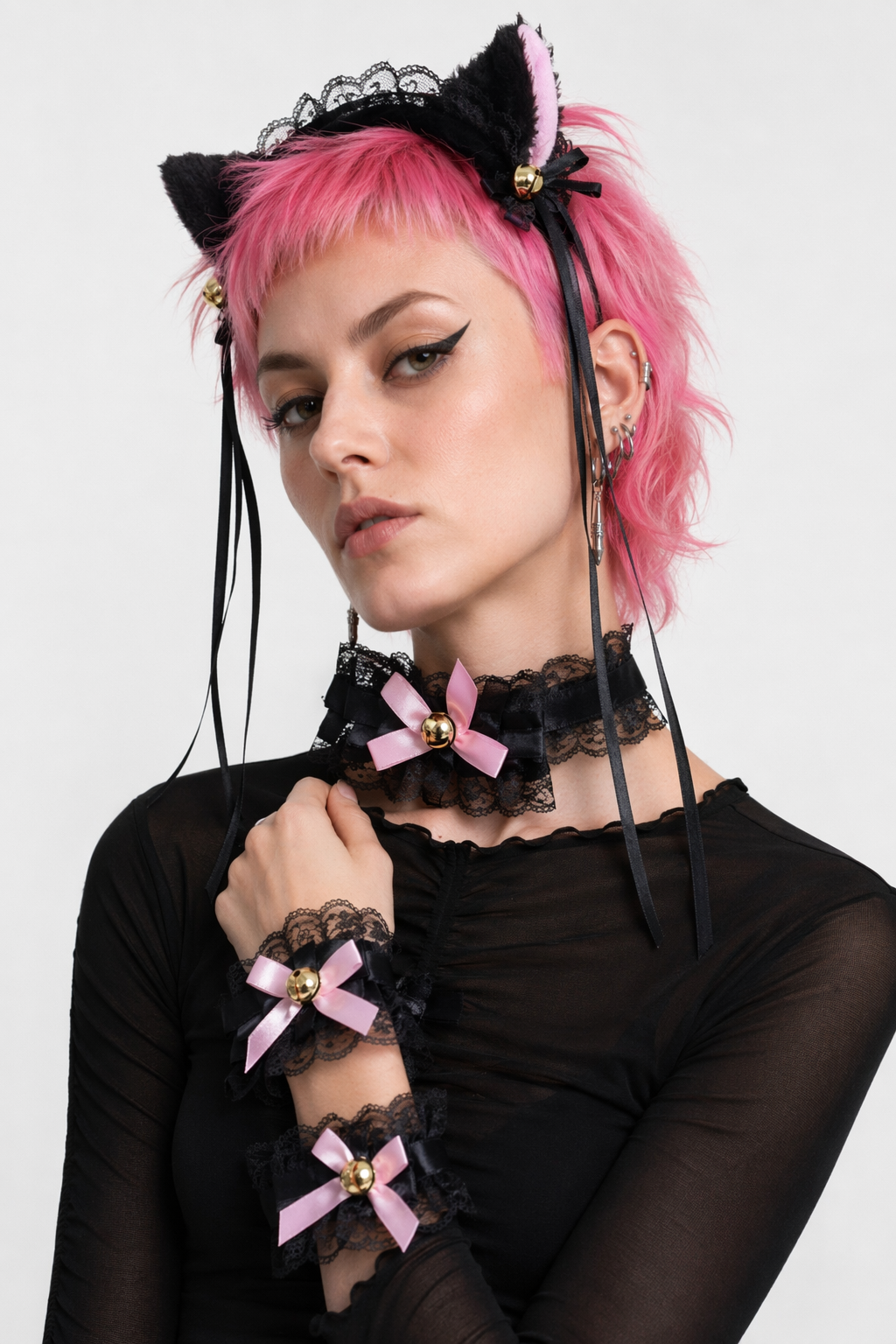 Neko Kitty Cat Complete Set with Headband, Collar, and Bracelets 11