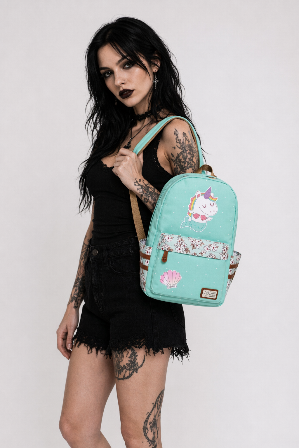 Kawaii Mermaid and Sea Creature Backpacks in Fun Designs Green 4