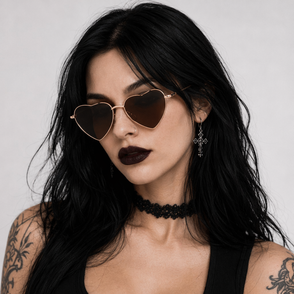Chic Heart Shaped Aviator Sunglasses in Various Colors Brown