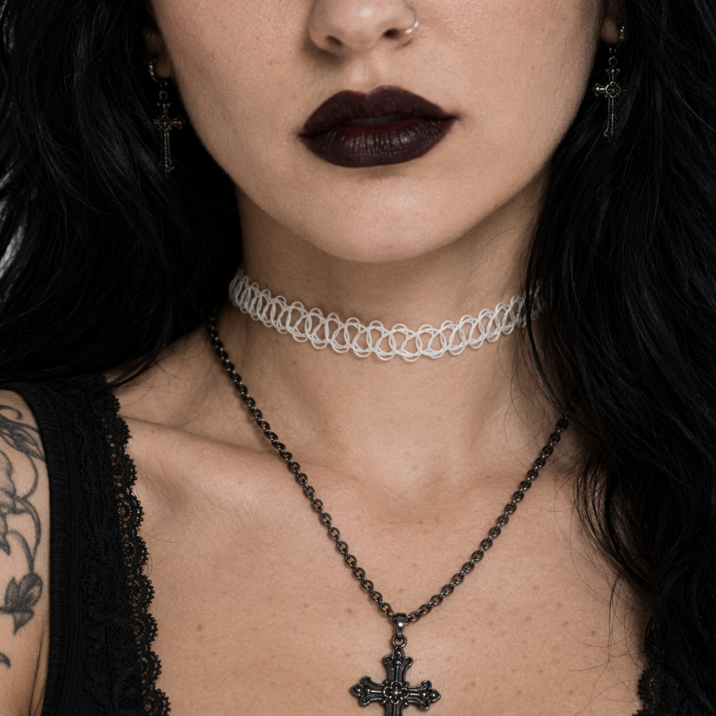 Classic 90s Inspired Choker Necklace in Various Colors White
