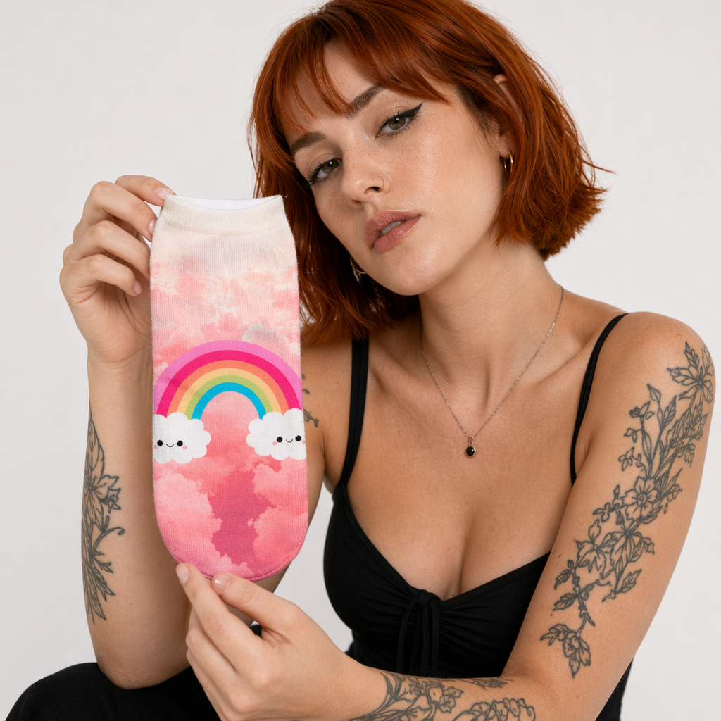 Magical Emoji Ankle Socks Inspired by Apple Unicorn Emoji Rainbow