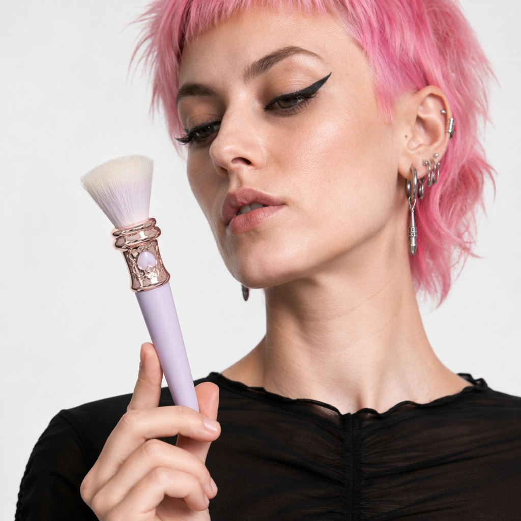 Mystical Unicorn Wool Stipple Brushes for Luxurious Makeup Application Purple