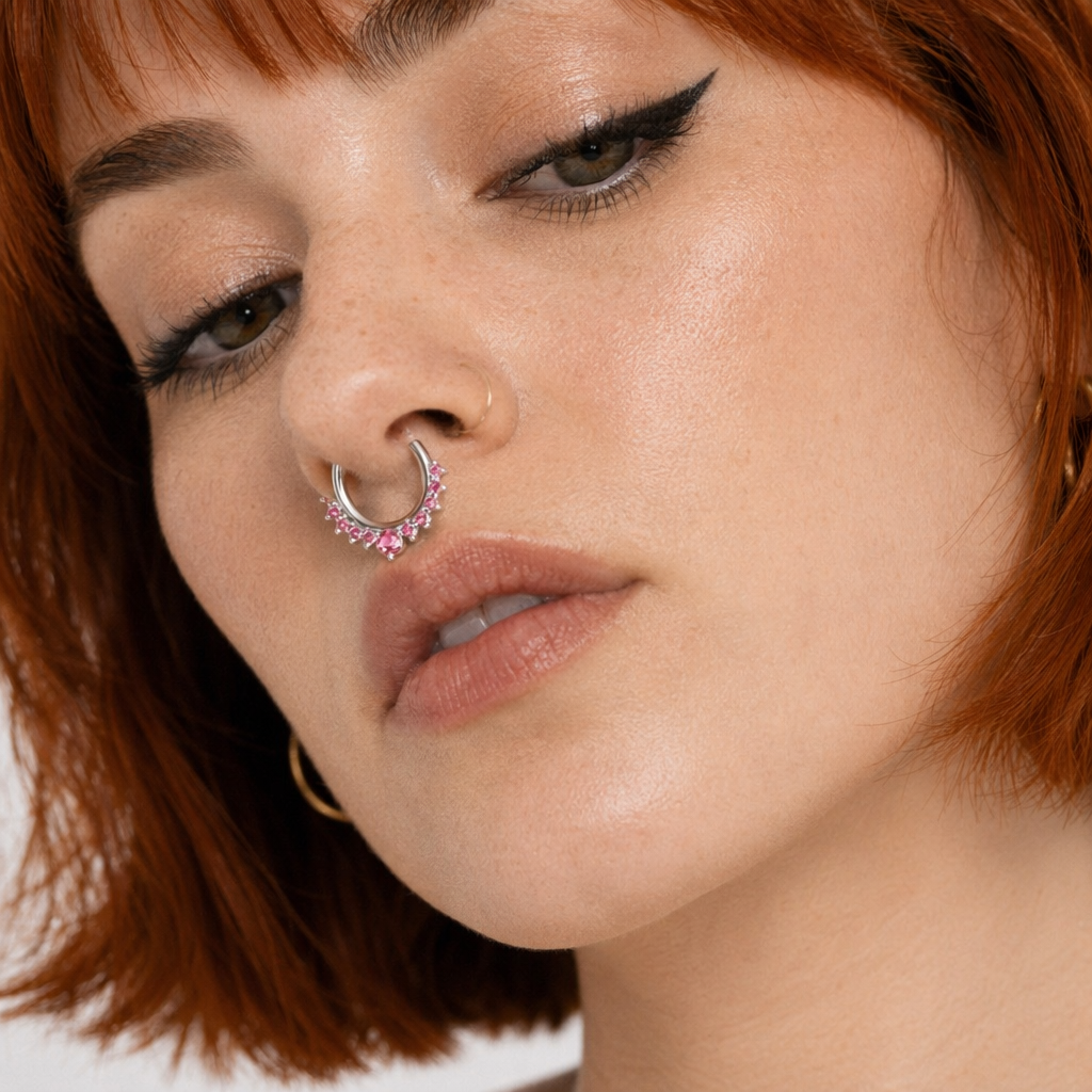 Realistic Septum Nose Rings for a Stylish Piercing Look Pink
