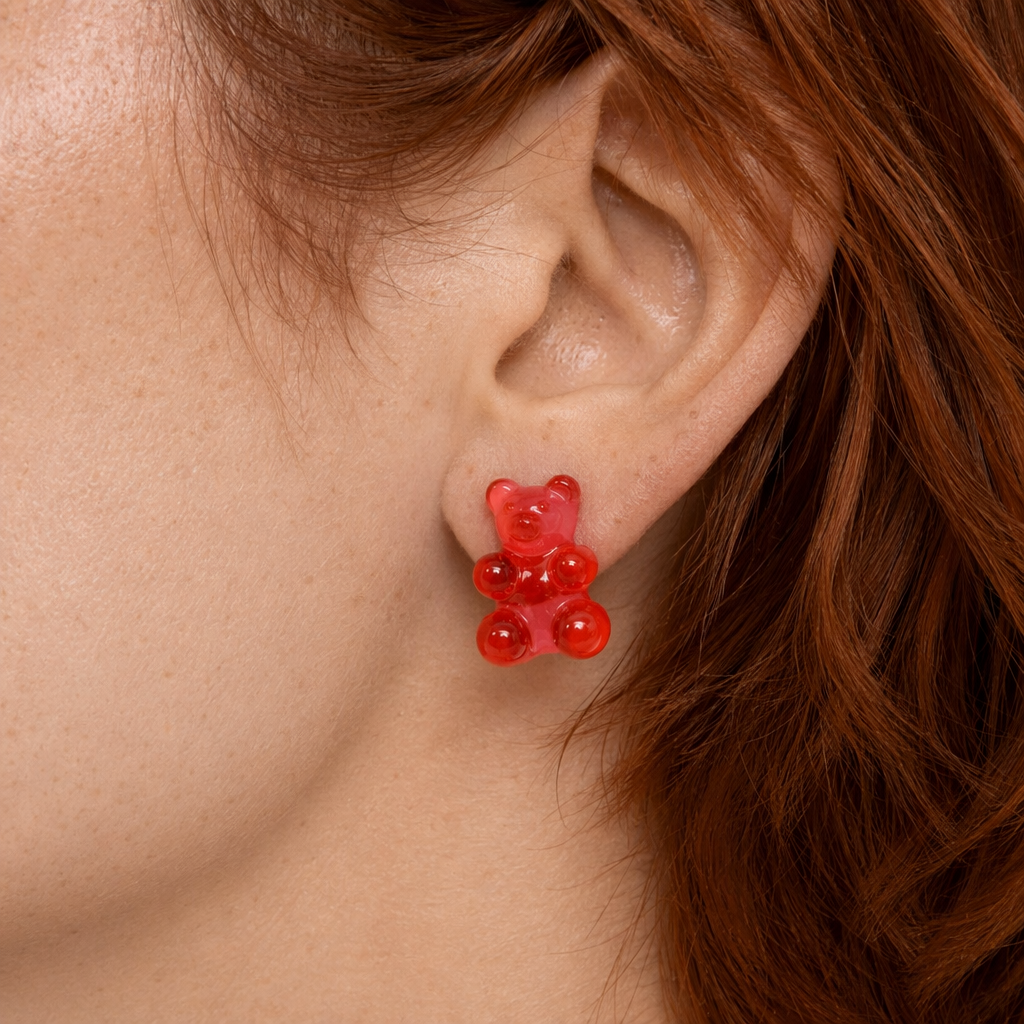 Gummy Bear Resin Earrings in Assorted Delicious Colors Red